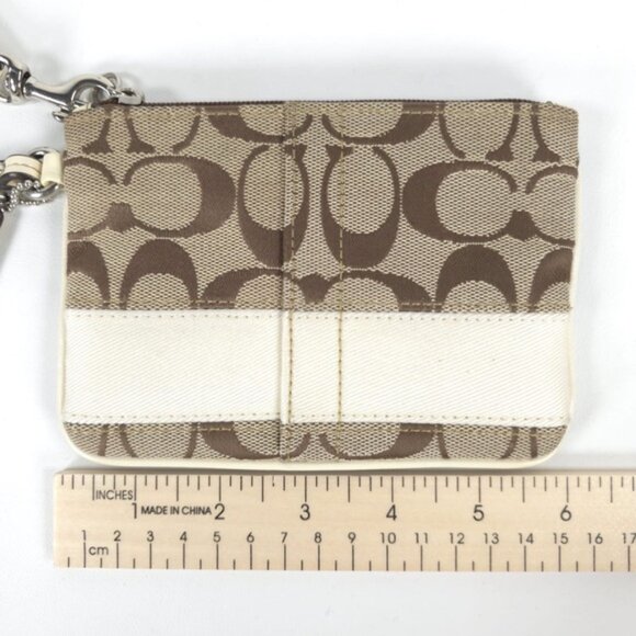 COACH LOGO Signature Brown Beige Wristlet 6X4 Inch - Picture 8 of 10